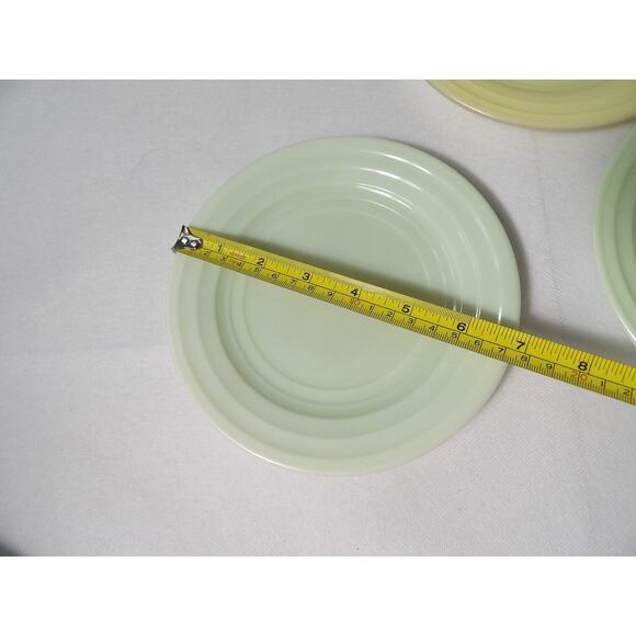 Vintage Hazel Atlas Moderntone Platonite Bread Plates 6.75" Yellow Green 5 Pc - Picture 3 of 11